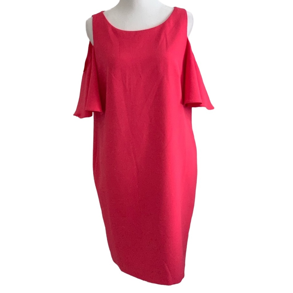 CYNTHIA ROWLEY Women’s Salmon Pink Cold Shoulder Flutter Cap Sleeve Midi Dress